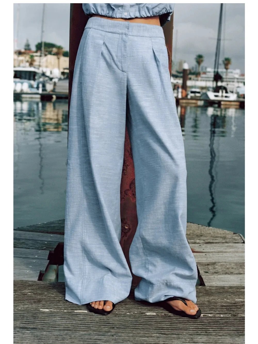 NWT Zara WIDE-LEG LINEN PANTS SIZE S